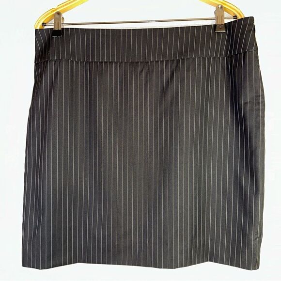 Patrizia Luca Women's Skirt Gray 10 Wool Pencil Pin Stripe Barami Wide Waist - Picture 3 of 8